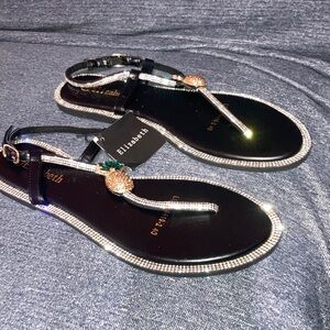 Elizabeth Black and Silver Women's Sandals